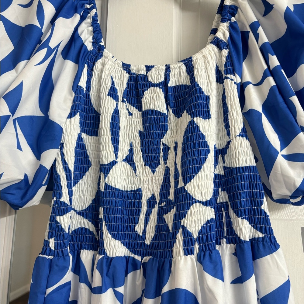 Blue and White Maxi Dress - Picture 3 of 4